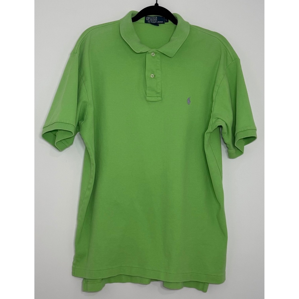 Polo Ralph Lauren Men's Polo Shirt Large Lime Green Cotton Preppy Classic